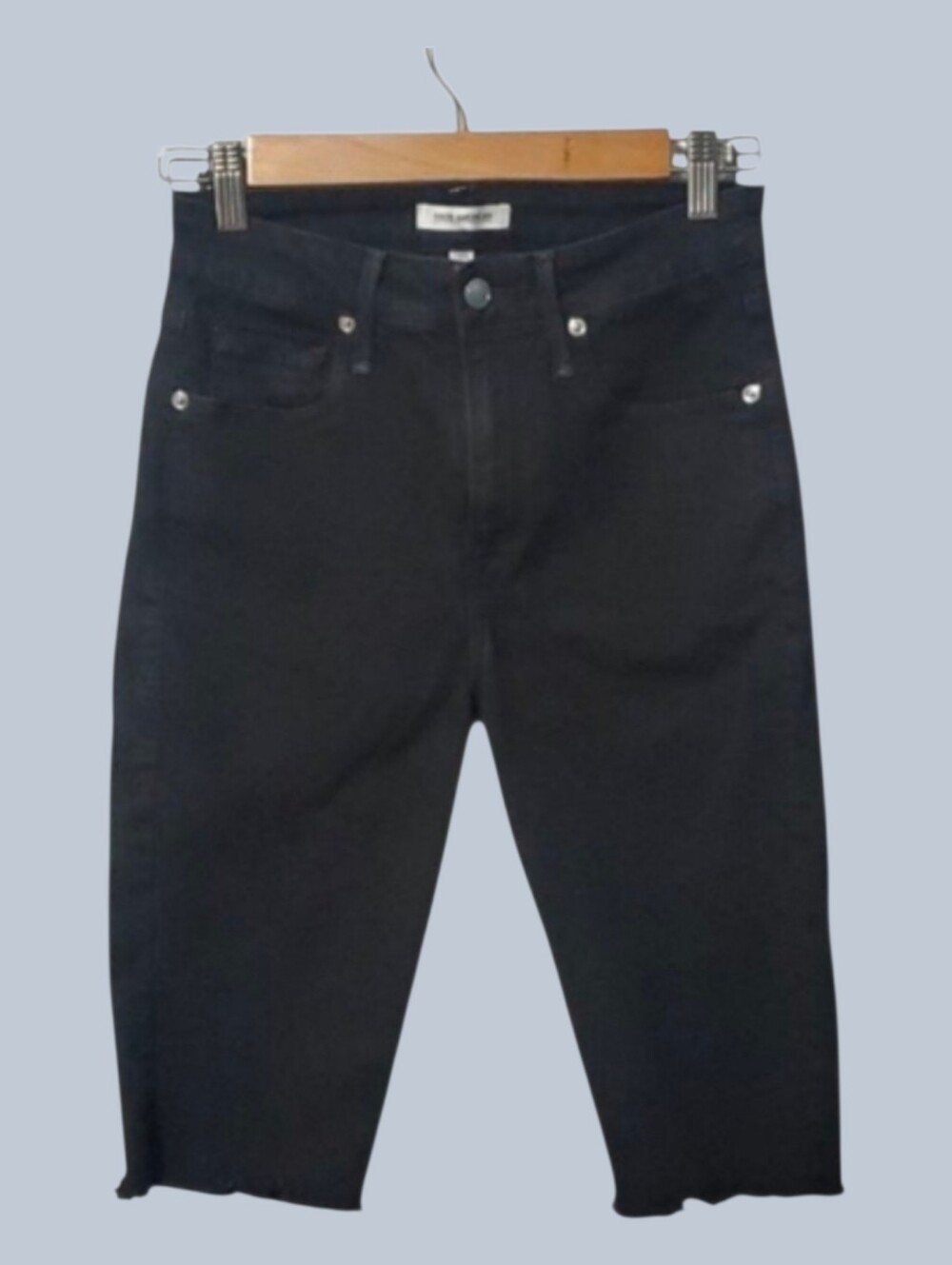Good American Cut-Off Jeans Womens Size 0 Black Skinny Jeans Raw Cut Frayed-Hem